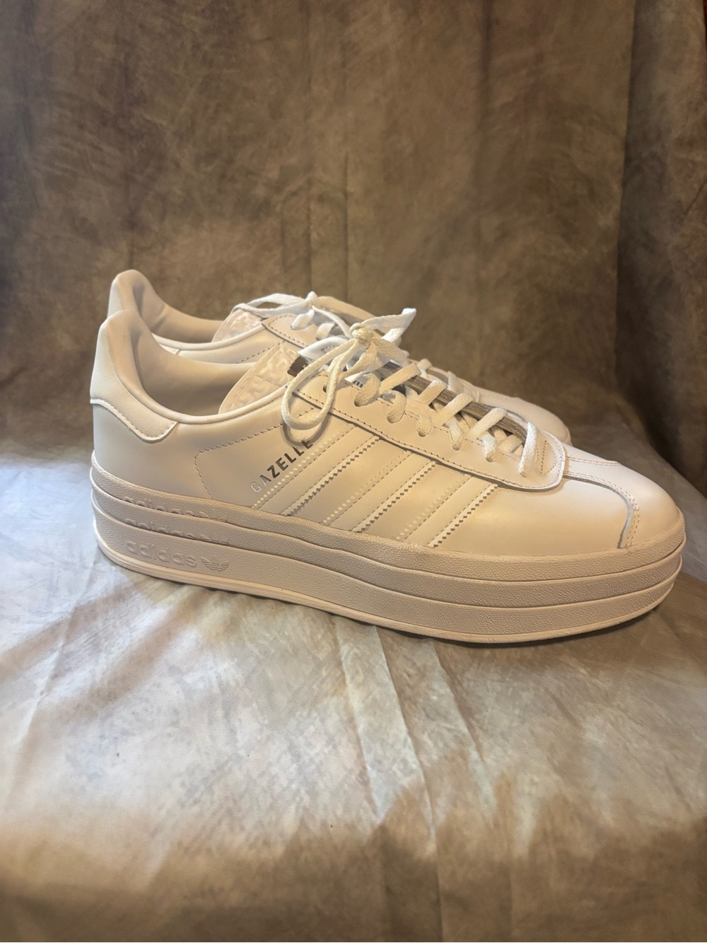 adidas Gazelle Platform Sneakers in Cream White